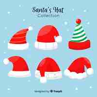 Gratis vector santa's hoedencollectie in plat ontwerp