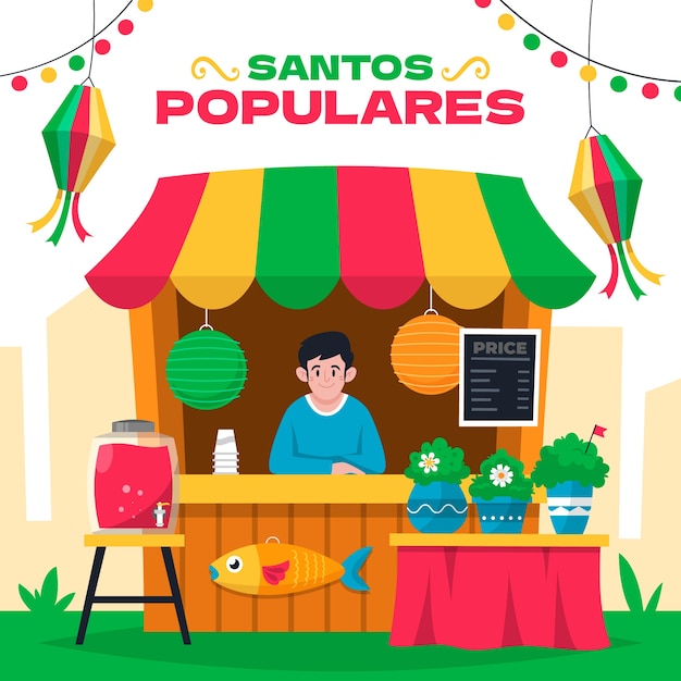 Santos populares handgetekende illustratie
