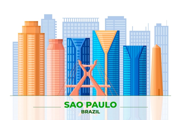 Gratis vector sao paulo en verschillende gebouwen vooraanzicht