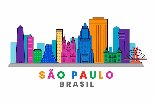 São paulo skyline hand getekende illustratie