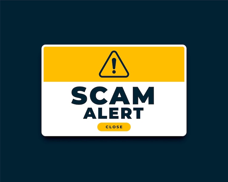 Gratis Vector scam alert waarschuwing achtergrond om je veilig te houden tegen crypto cheat