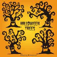 Gratis vector scary halloween bomen