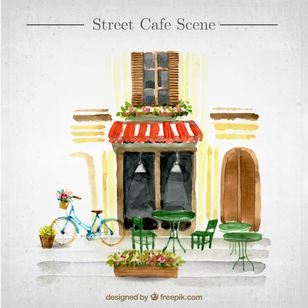 Gratis vector scène buiten een cafe