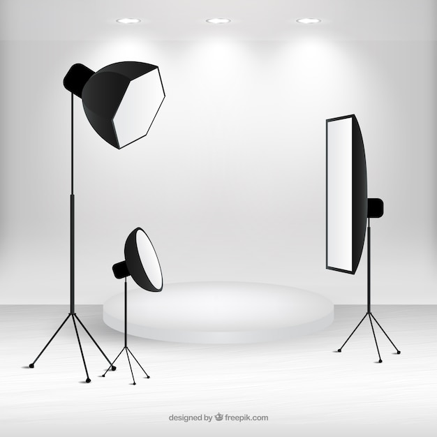 Gratis vector scène met fotografie studio materiaal