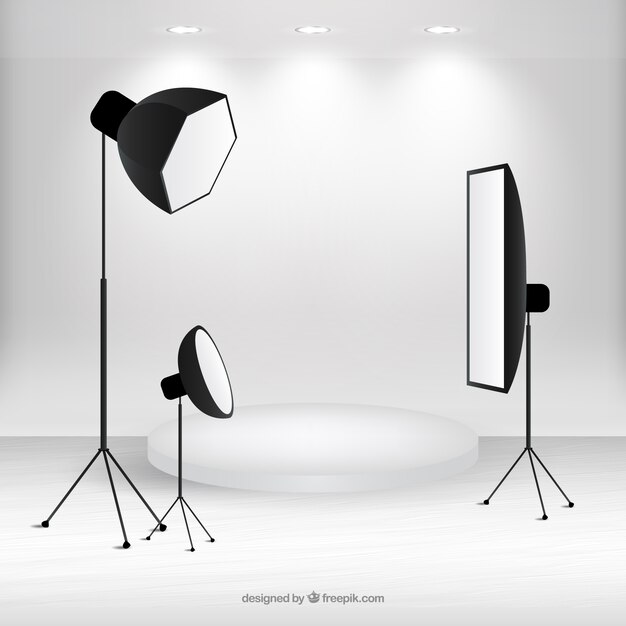 Scène met fotografie studio materiaal