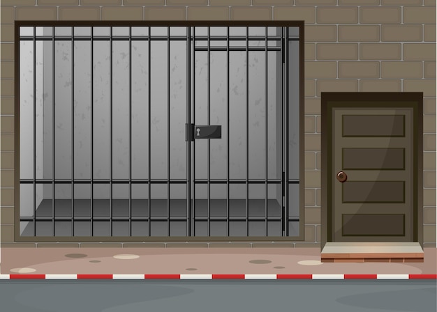 Scène met gevangeniskamer in gebouw