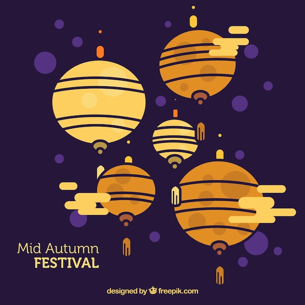 Scène met lichten, midden herfst festival