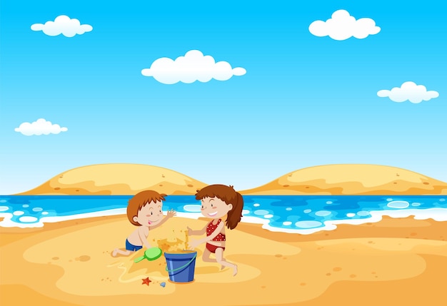 Gratis vector scène met mensen op het strand