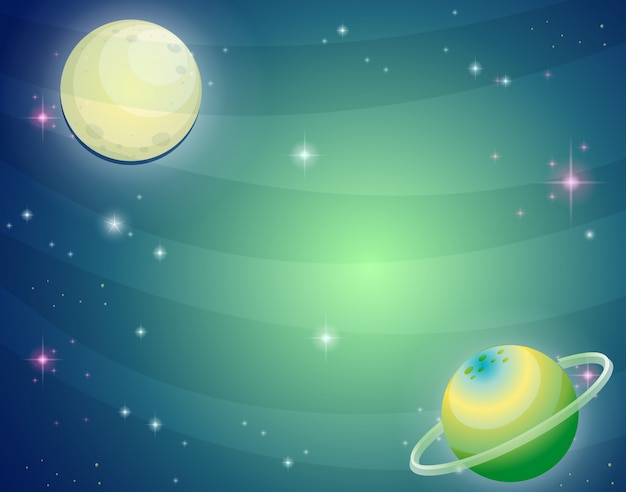 Gratis vector scène met planeet en maan