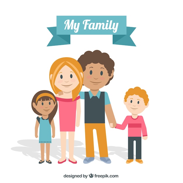 Gratis vector scène van de fantastische familie in plat design