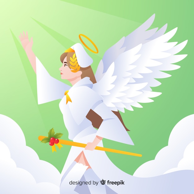 Gratis vector scepter kerst engel achtergrond