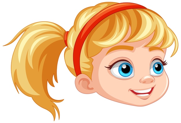 Gratis vector schattig blond meisjeshoofd met blauwe ogen