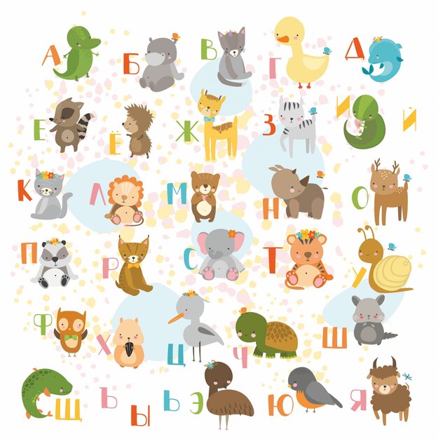 schattig dierlijk alfabet