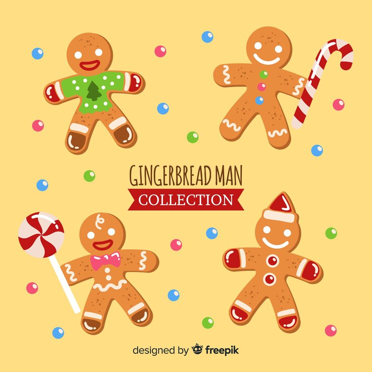 Gratis Vector schattig gingerbread man collectie