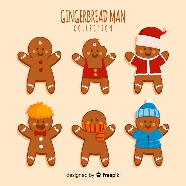 Gratis vector schattig gingerbread man collectie