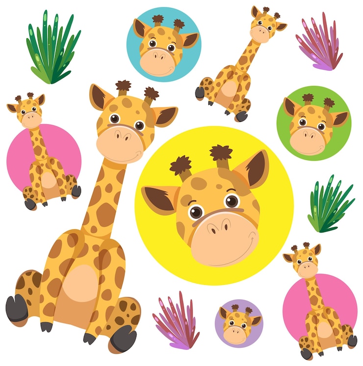 Gratis Vector schattig giraffe naadloze patroon