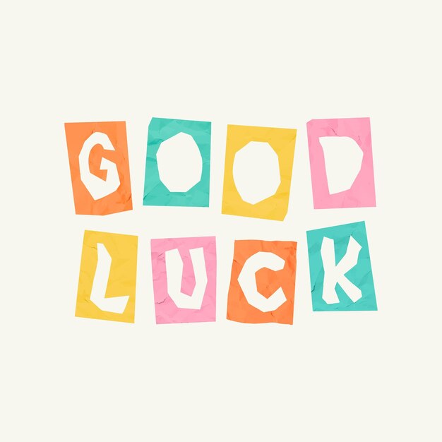 Schattig GOOD LUCK woord papier gesneden vector typografie lettertype