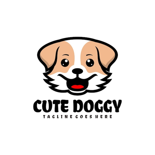 Gratis vector schattig hondje illustratie mascotte logo ontwerp