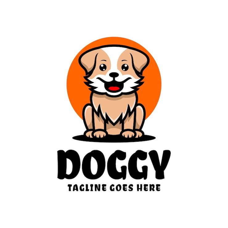 Gratis Vector schattig hondje illustratie mascotte logo ontwerp