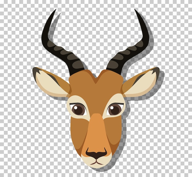 Gratis vector schattig impala-hoofd in platte cartoonstijl