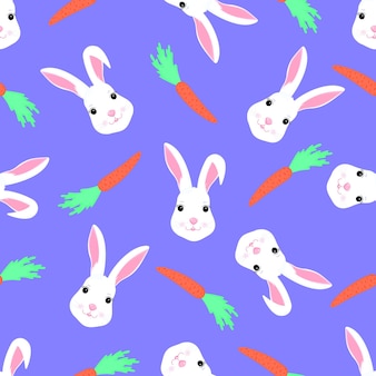 Schattig konijn en wortel naadloos patroon grappig konijntje
