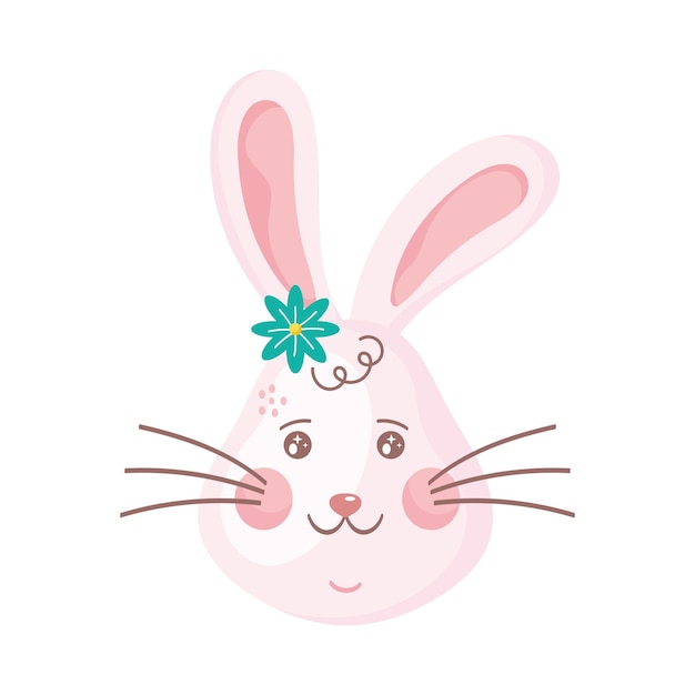 Gratis vector schattig konijn roze hoofd