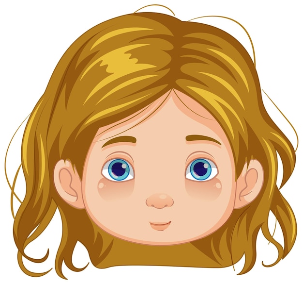 Gratis vector schattig meisje met blond haar cartoon