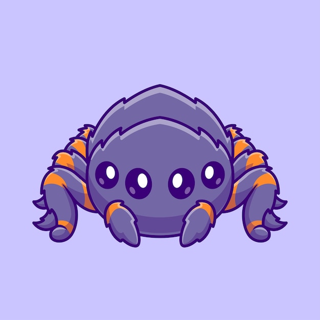 Schattig Tarantula Cartoon Vector Icon Illustratie. Dierlijke natuur pictogram Concept geïsoleerd Premium Vector. Platte cartoonstijl