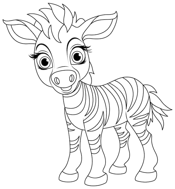 Gratis vector schattig zebra doodle kleuren stripfiguur