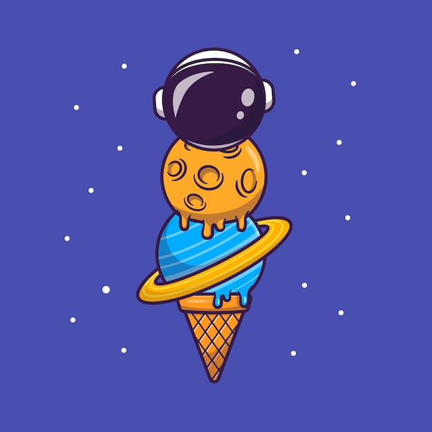 Gratis vector schattige astronaut ice cream cone cartoon vectorillustratie pictogram. science food icon concept geïsoleerde vector. platte cartoon styl