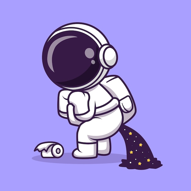 Gratis vector schattige astronaut poepen ruimte cartoon vector pictogram illustratie wetenschap technologie pictogram geïsoleerd