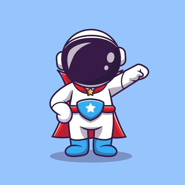 Schattige astronaut super hero cartoon vectorillustratie pictogram. wetenschap technologie pictogram