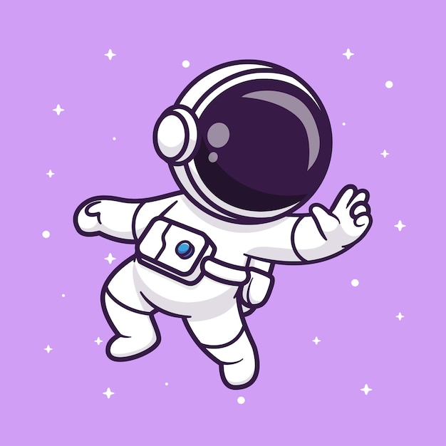 Gratis vector schattige astronaut zwevend in de ruimte cartoon vector pictogram illustratie wetenschap technologie pictogram geïsoleerd