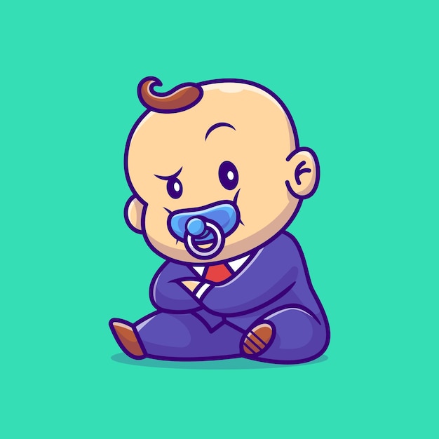Schattige baby baas met fopspeen Cartoon afbeelding