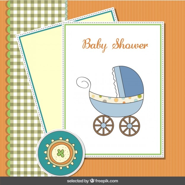 Schattige baby shower kaart met kinderwagen