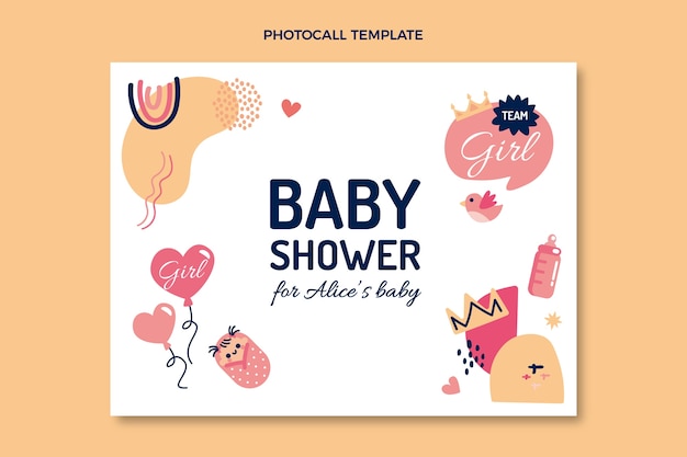 Gratis vector schattige baby shower ontwerp photocall sjabloon