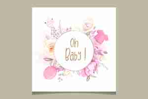 Gratis vector schattige baby shower ontwerpsjabloon met zoete bloemen