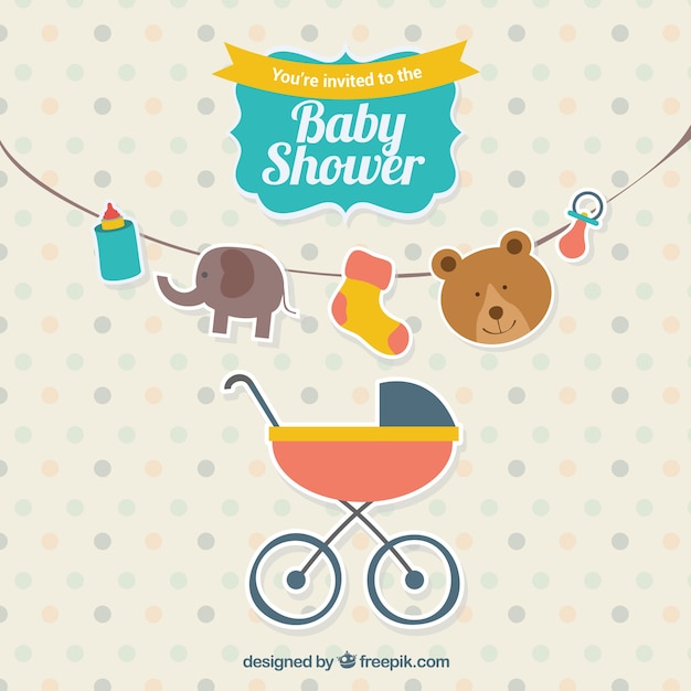 Gratis vector schattige baby showeruitnodiging