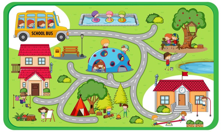 Gratis Vector schattige cartoon doolhof game sjabloon