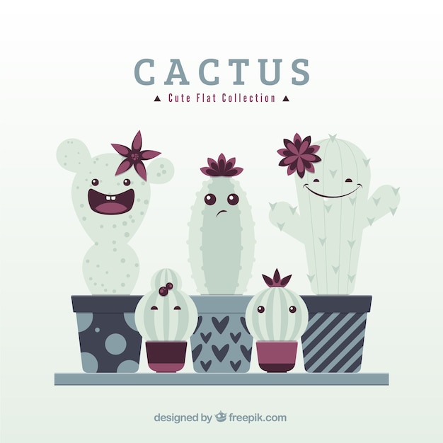 Gratis vector schattige collectie cactus