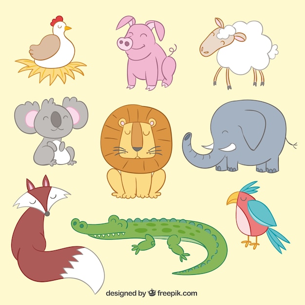 Gratis vector schattige dieren illustratie stijl