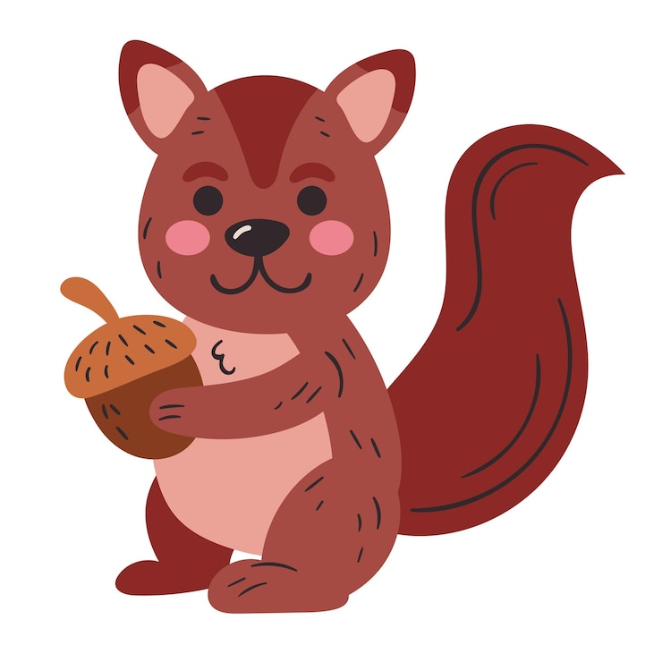 Gratis Vector schattige eekhoorn met noot