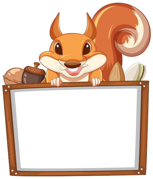 Gratis vector schattige eekhoorn met whiteboard