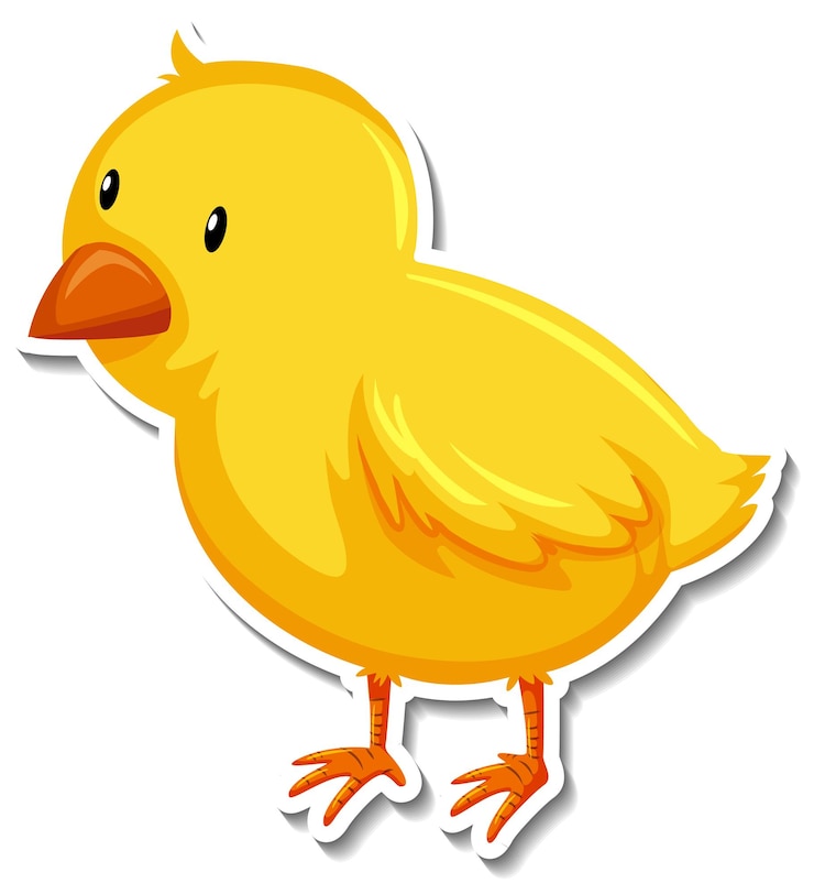 Gratis Vector schattige gele kuiken dieren cartoon sticker