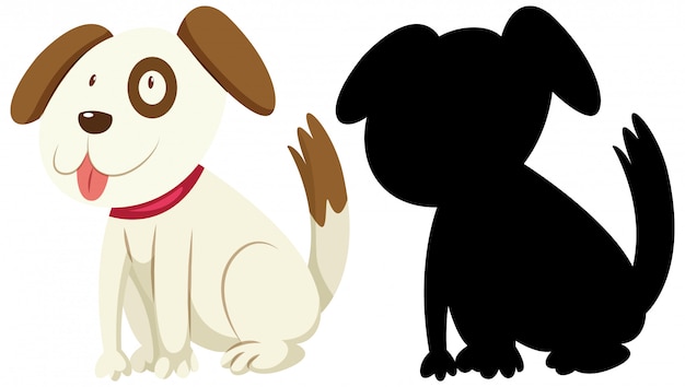 Gratis vector schattige hond met zijn silhouet