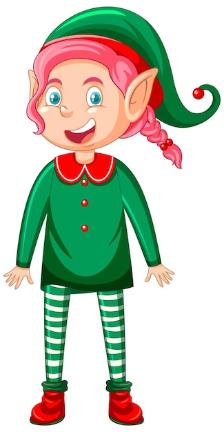 Gratis vector schattige jongen draagt elf kostuum cartoon