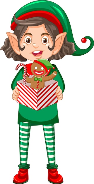 Gratis vector schattige jongen draagt elf kostuum cartoon