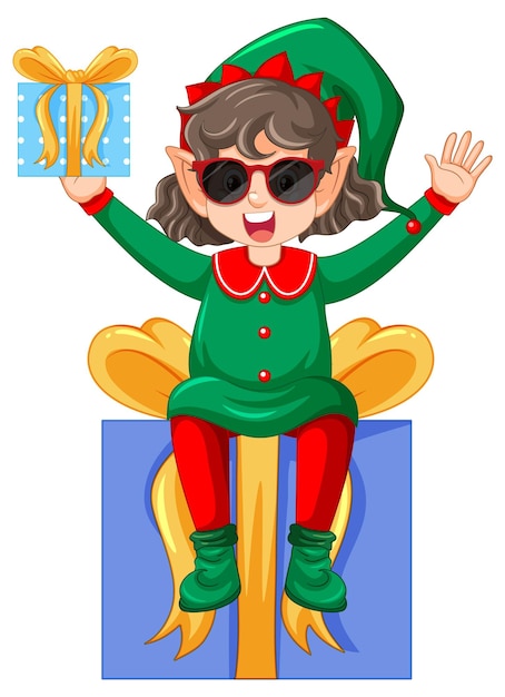 Gratis vector schattige jongen draagt elf kostuum cartoon