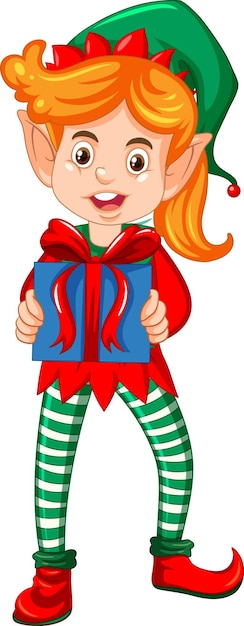 Gratis vector schattige jongen draagt elf kostuum cartoon