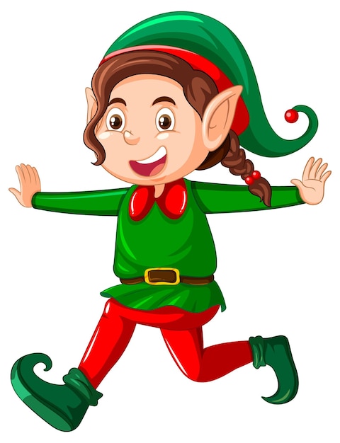 Gratis vector schattige jongen draagt elf kostuum cartoon